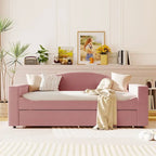 Daybed in pile di orsetto singolo con braccioli portaoggetti e rotelle estraibili