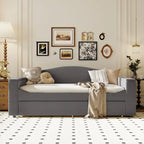 Daybed in pile di orsetto singolo con braccioli portaoggetti e rotelle estraibili