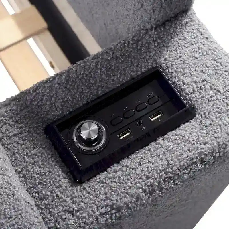 Daybed in pile di orsetto singolo con braccioli portaoggetti e rotelle estraibili