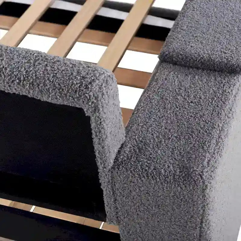 Daybed in pile di orsetto singolo con braccioli portaoggetti e rotelle estraibili