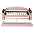 Daybed in pile di orsetto singolo con braccioli portaoggetti e rotelle estraibili