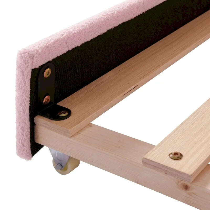 Daybed in pile di orsetto singolo con braccioli portaoggetti e rotelle estraibili