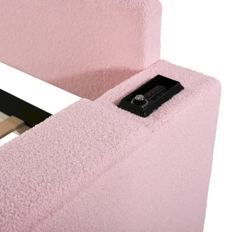 Daybed in pile di orsetto singolo con braccioli portaoggetti e rotelle estraibili