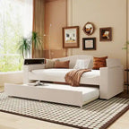Daybed in pile di orsetto singolo con braccioli portaoggetti e rotelle estraibili