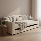 Daybed in pile di orsetto singolo con braccioli portaoggetti e rotelle estraibili