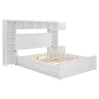 Letto matrimoniale in legno con mobile contenitore integrato