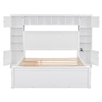 Letto matrimoniale in legno con mobile contenitore integrato