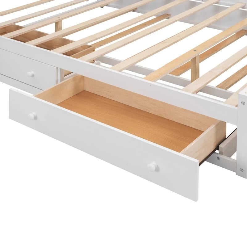 Letto matrimoniale in legno con mobile contenitore integrato