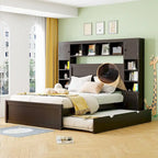 Letto matrimoniale in legno con mobile contenitore integrato