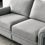 Divano con rivestimento in tessuto di lino e vano contenitore