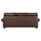 Divano Jade 249 cm, Microfibra Marrone Scuro, 4 Cuscini Decorativi, Cuscini Morbidi, Legno