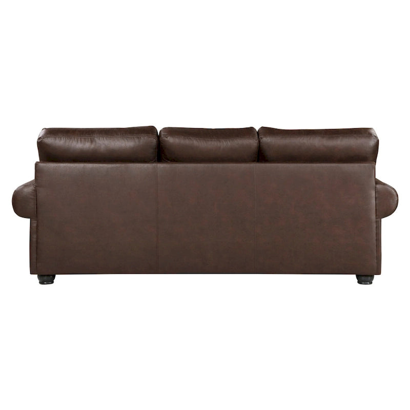 Divano Jade 249 cm, Microfibra Marrone Scuro, 4 Cuscini Decorativi, Cuscini Morbidi, Legno