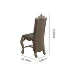 Sedia da bancone in legno rivestita in similpelle con borchie, grigio e bianco, set da due