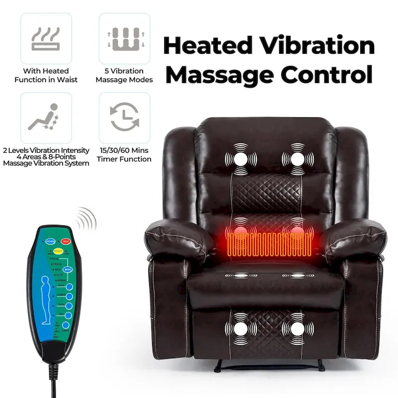 Poltrona reclinabile manuale in pelle traspirante per massaggi, divano reclinabile da salotto