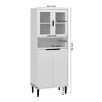 Vetrina Alta con 2 Ante in Vetro e 2 Ante, Mobile Moderno da Terra per Bagno, Sala da Pranzo, Soggiorno
