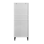 Vetrina Alta con 2 Ante in Vetro e 2 Ante, Mobile Moderno da Terra per Bagno, Sala da Pranzo, Soggiorno