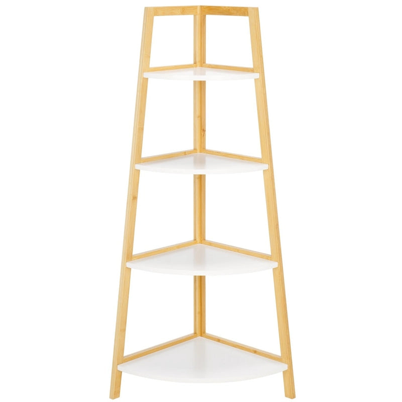 Scaffale angolare a 4 ripiani, bianco/naturale, stile moderno