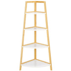 Scaffale angolare a 4 ripiani, bianco/naturale, stile moderno