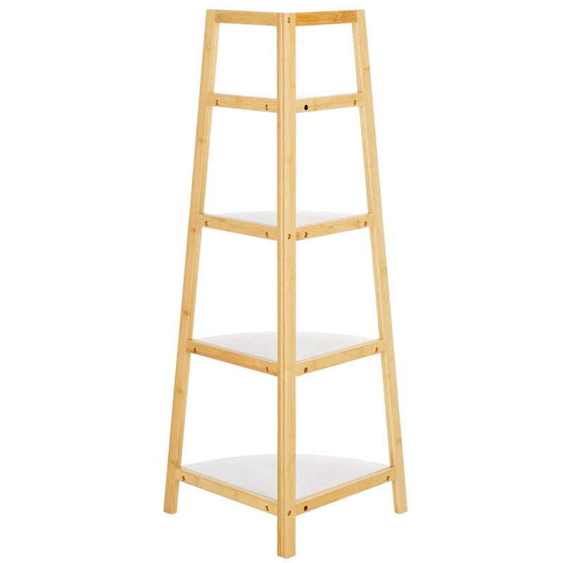 Scaffale angolare a 4 ripiani, bianco/naturale, stile moderno
