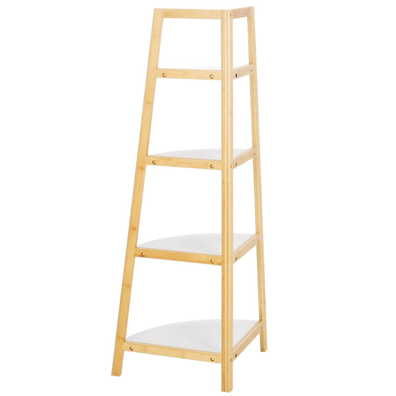 Scaffale angolare a 4 ripiani, bianco/naturale, stile moderno