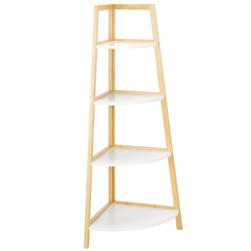 Scaffale angolare a 4 ripiani, bianco/naturale, stile moderno
