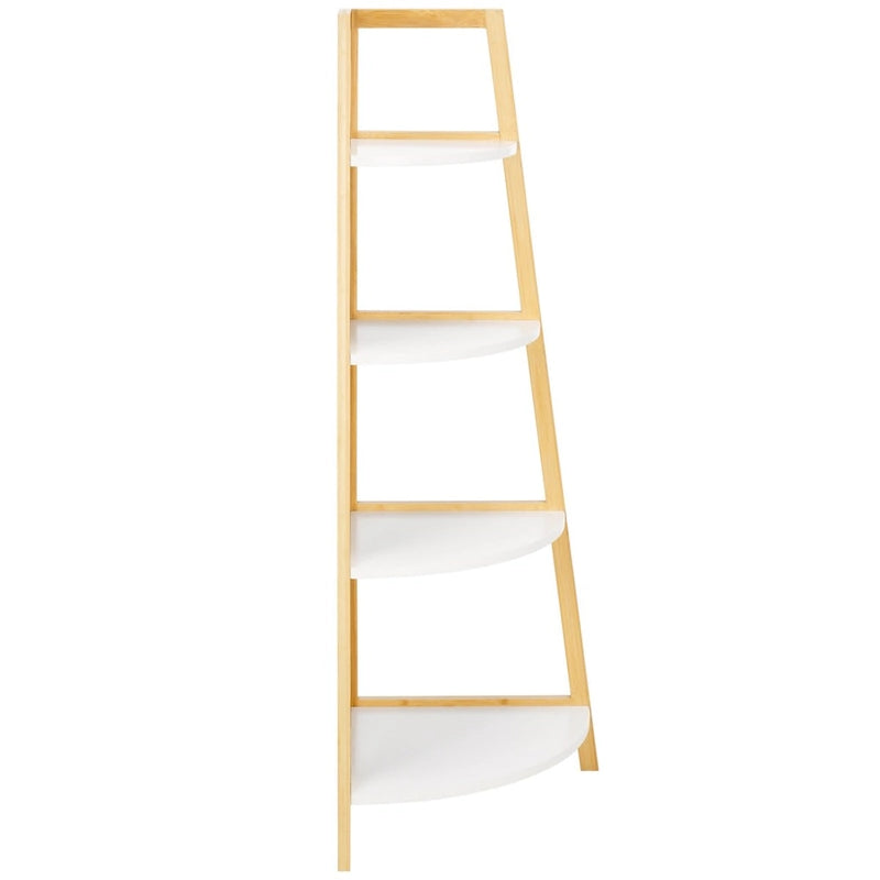 Scaffale angolare a 4 ripiani, bianco/naturale, stile moderno